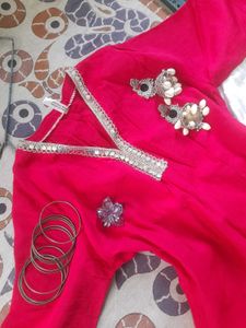 Pink Embellished Short Kurti🎀🍭