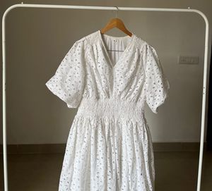 Cotton Broderie White Maxi Dress