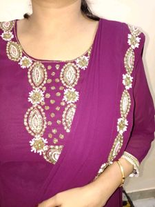 Maroon Embellished Dress