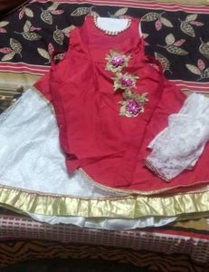 New Frock With Beads And Lace Work In Gown Style