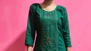 Green Embroidery Kurta Set