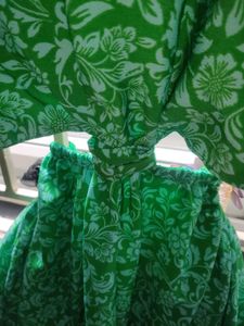 Green Floral Cutout Dress