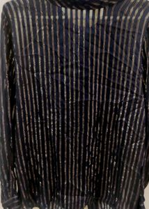 Black Shirt With Gold Strips