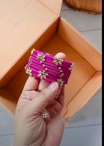 Pink & Gold Floral Bangle