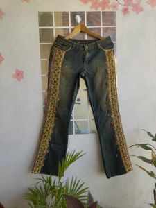 Handcrafted Embroidered Denim Y2K Jeans