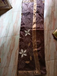 Vintage Embroidered Brown Fabric