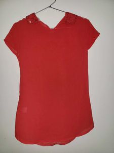 Red Lace Peter Pan Collar Top