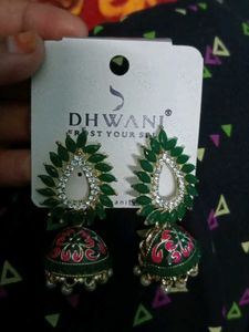 Green Jhumka Earrings