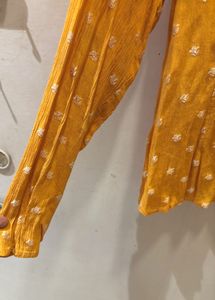 Vintage Mustard Button-Down Top