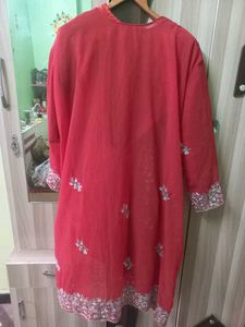 Red Embroidered Kurta Set