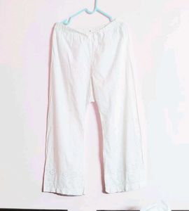 White Embroidery Work Plazzo Size-36