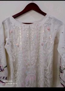 Partywear Pakistani Suit With Ruffled Dupatta