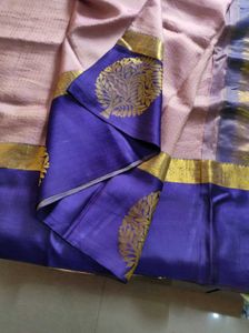 Pastel pink And blue Silk Saree