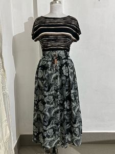 Striped Top &amp; Paisley Maxi Dress