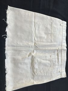 Distressed White Denim Mini Skirt