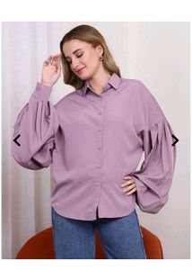 shein Lilac Balloon Sleeve Button-Down shirt