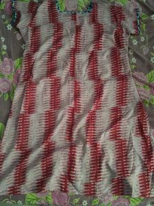 Red & White Kurta