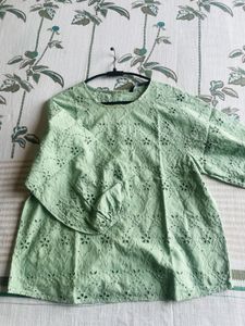Zara Mint Green Eyelet Blouse
