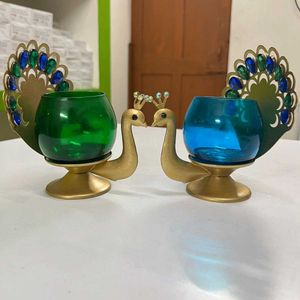 NEW Peacock, Lotus Showpiece Candle Holders & Desi