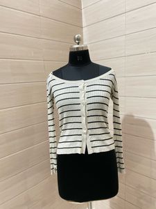zara y2k striped cardigan