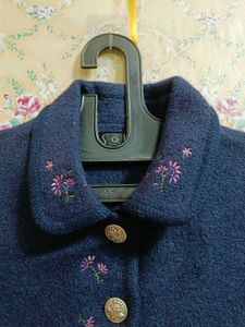 Elegant Navy Blue Embroidered Jacket