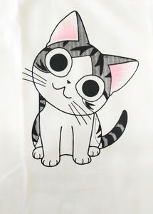 Stylish Cat Printed Short Sleeve Round Neck Top