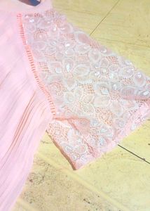Pink Floral Lace Sleeve Blouse