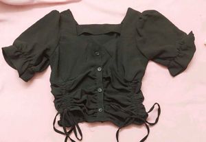 Black Puffy Sleeve Top