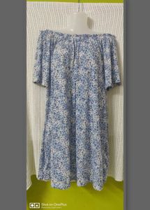H&M Blue Floral Off Shoulder Dress