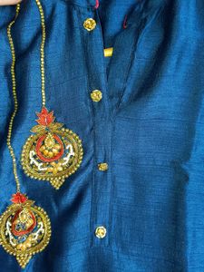 Elegant Embroidered Navy Blue Kurti