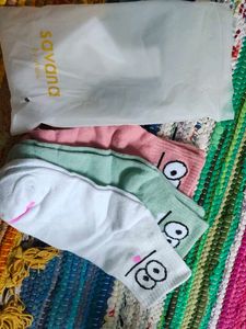 Cute Cartoon Face Socks - 3 Pairs