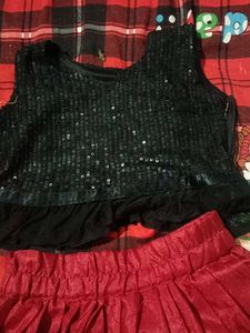 Festive Red &amp; Black Girls&#39; Outfit
