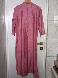 Elegant Pink Embroidered Kurta Organza Dupatta