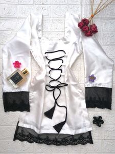Corset Back Satin Kurti 🖤