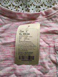 Pink Lace Detail Tee - New with Tags