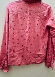 Pink Printed Button-Down Shirt