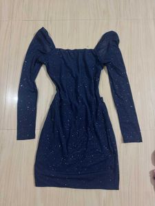Navy blue sequin mini bodycon dress