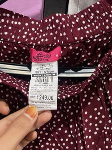 Maroon Polka Dot Mini Skirt
