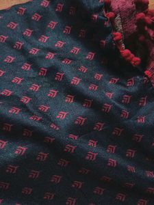 Geometrical Pattern Pompom Saree With blouse Piece