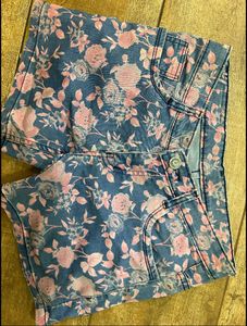 Floral Denim Shorts