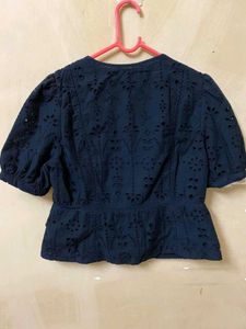 Black Schiffli Top