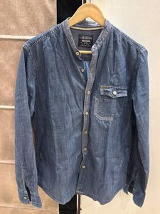 Flying Machine Blue Chinese Collar Shirt