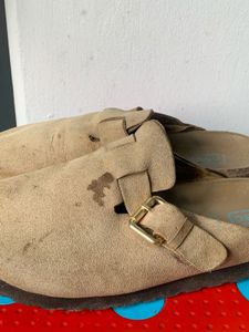 Tan Suede Clogs - Size 3.5