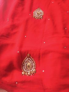 Red Embellished saree