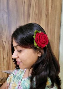 Crochet Rose Clip