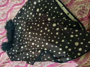 Polka Dot Shawl with Faux Fur