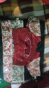 party wear  black saare with sitched maroon colour blouse