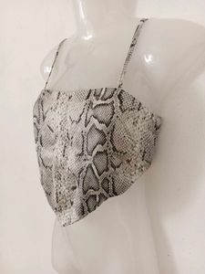 Snakeskin Print Crop Top