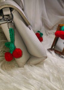 Cute Crochet Cherry Keychain