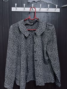 Black Flower Print Shirt For Women